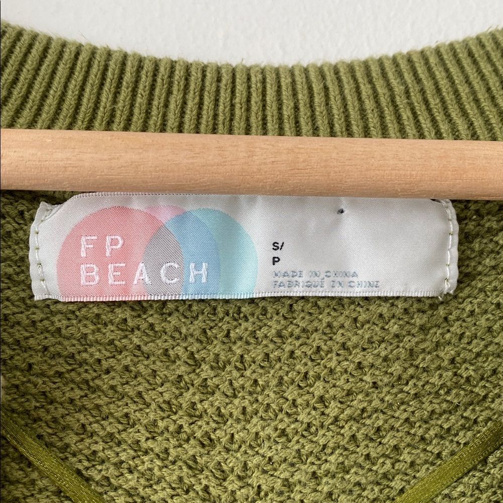 Free People FP Beach Olive Cotton Knit Sweater Dress Sz S Relaxed Fit Vacation - Picture 7 of 12